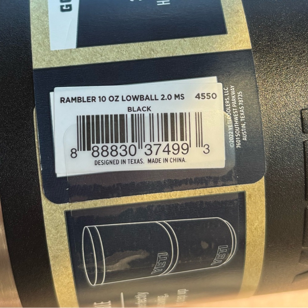 10 oz Lowball New Black Yeti Rambler - Picture 2 of 2
